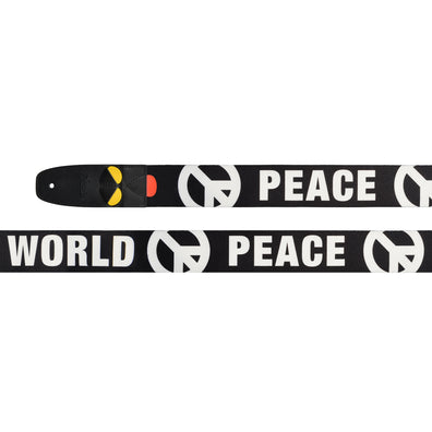 AMUMU World Peace Guitar Strap White Polyester Cotton -PC09P-WT